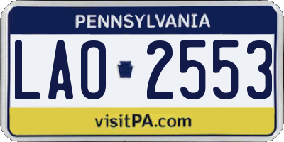 PA license plate LAO2553