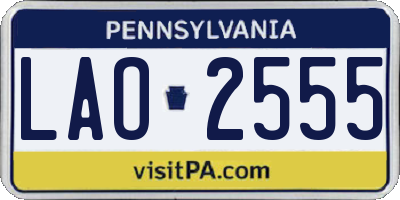 PA license plate LAO2555