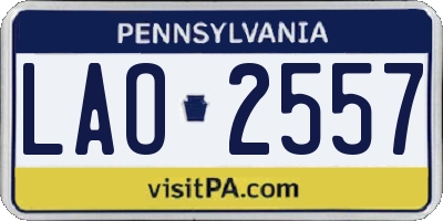 PA license plate LAO2557