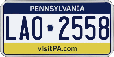 PA license plate LAO2558