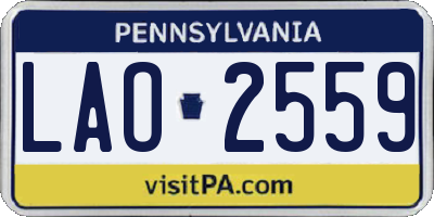 PA license plate LAO2559