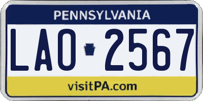 PA license plate LAO2567