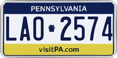 PA license plate LAO2574