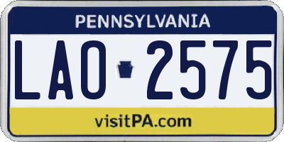 PA license plate LAO2575