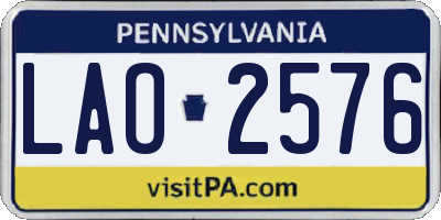 PA license plate LAO2576