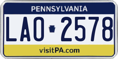 PA license plate LAO2578