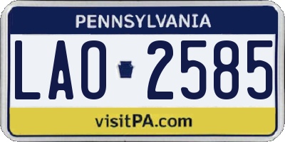PA license plate LAO2585