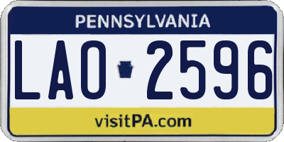PA license plate LAO2596