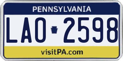 PA license plate LAO2598