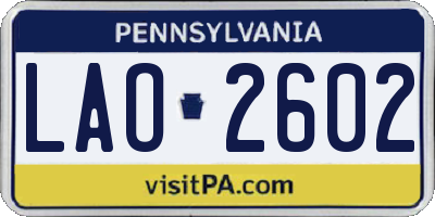 PA license plate LAO2602