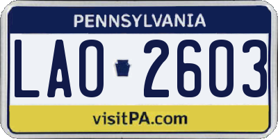 PA license plate LAO2603