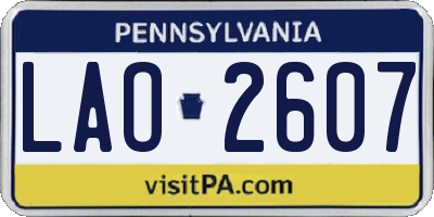PA license plate LAO2607