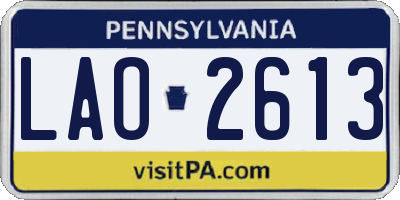 PA license plate LAO2613