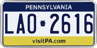 PA license plate LAO2616