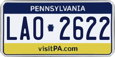 PA license plate LAO2622