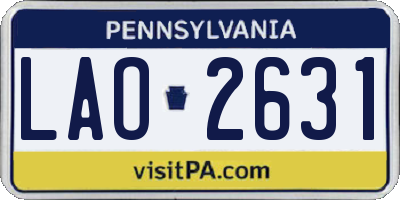 PA license plate LAO2631