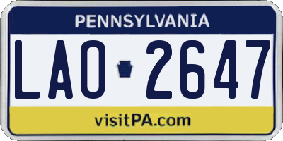 PA license plate LAO2647