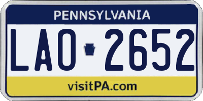 PA license plate LAO2652