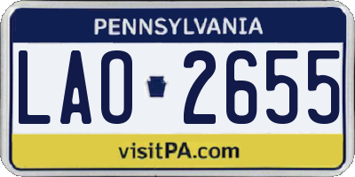 PA license plate LAO2655