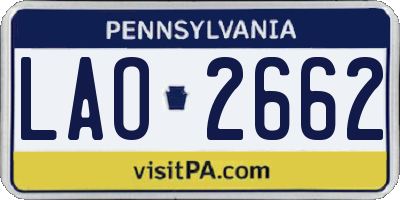PA license plate LAO2662