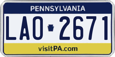PA license plate LAO2671