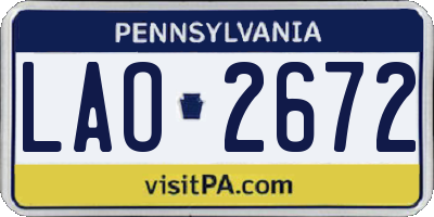 PA license plate LAO2672