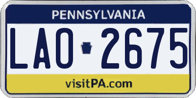 PA license plate LAO2675