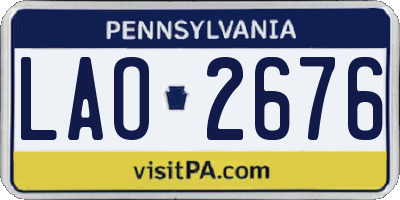 PA license plate LAO2676