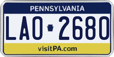 PA license plate LAO2680