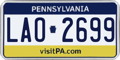 PA license plate LAO2699
