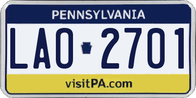 PA license plate LAO2701