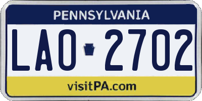 PA license plate LAO2702