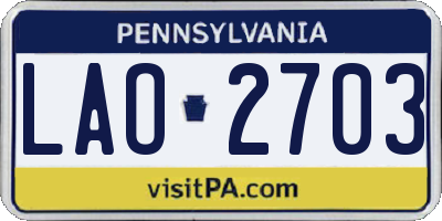 PA license plate LAO2703