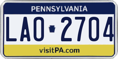 PA license plate LAO2704