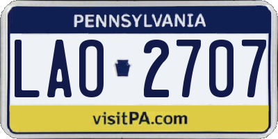 PA license plate LAO2707