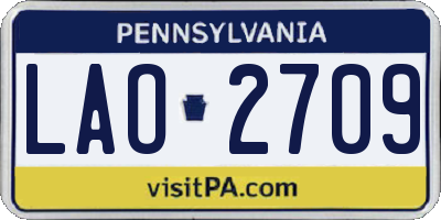 PA license plate LAO2709