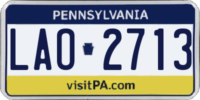 PA license plate LAO2713