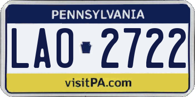 PA license plate LAO2722