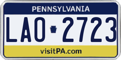 PA license plate LAO2723