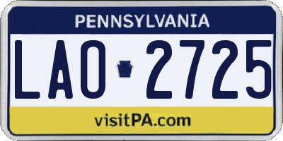 PA license plate LAO2725