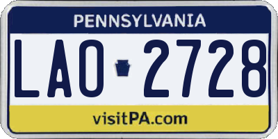 PA license plate LAO2728