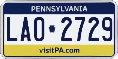 PA license plate LAO2729