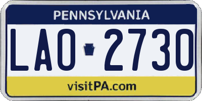 PA license plate LAO2730