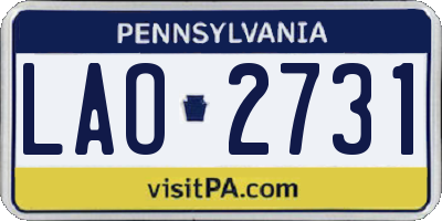 PA license plate LAO2731