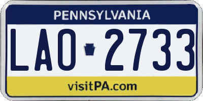 PA license plate LAO2733