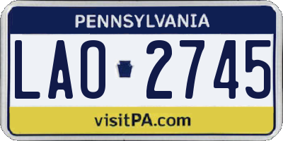 PA license plate LAO2745