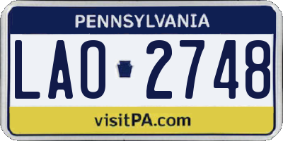 PA license plate LAO2748