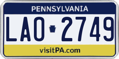 PA license plate LAO2749