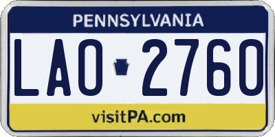PA license plate LAO2760