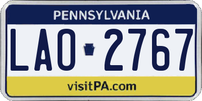 PA license plate LAO2767